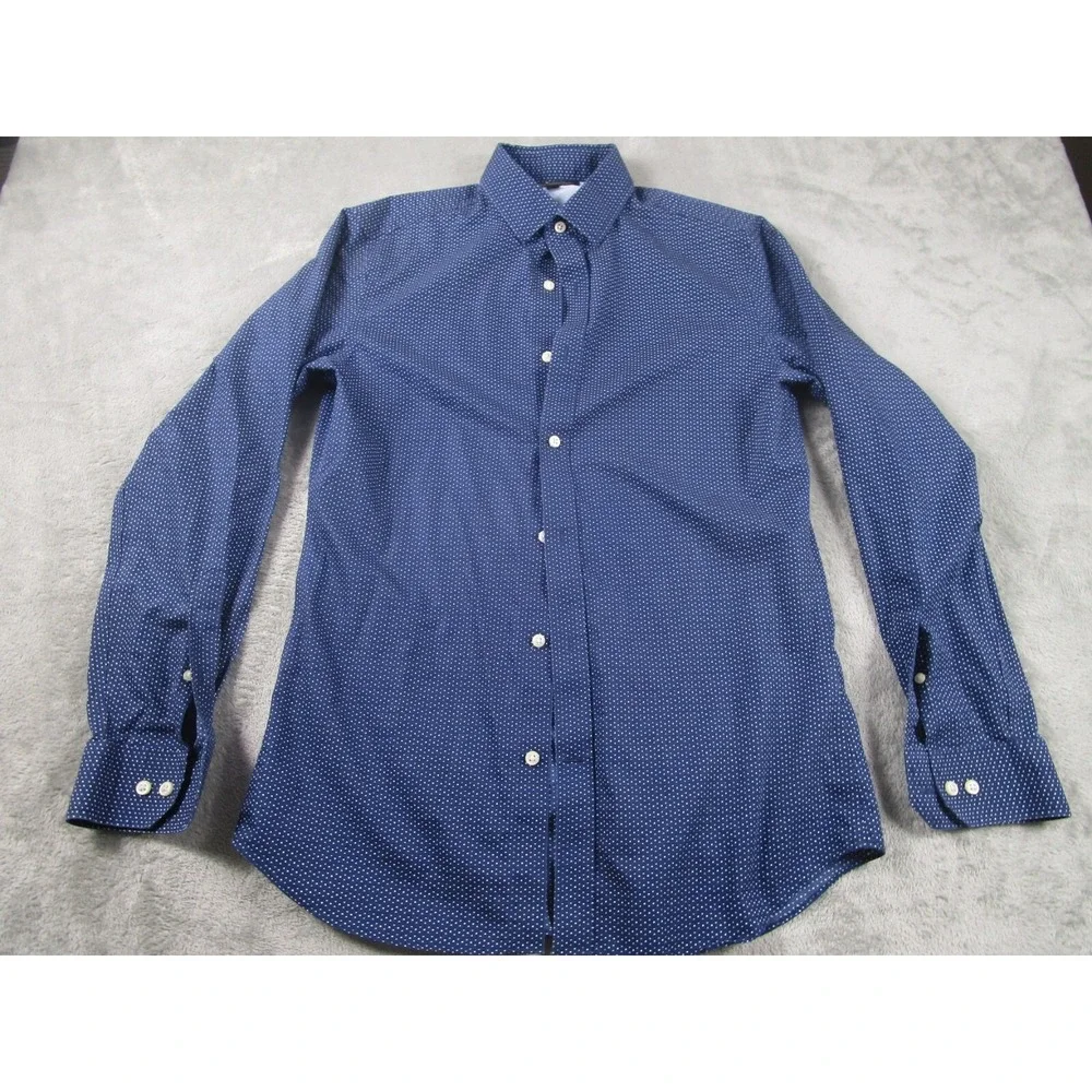 Banana Republic Shirt Mens Medium Blue Geometric Button Up‎ Slim Fit Preppy